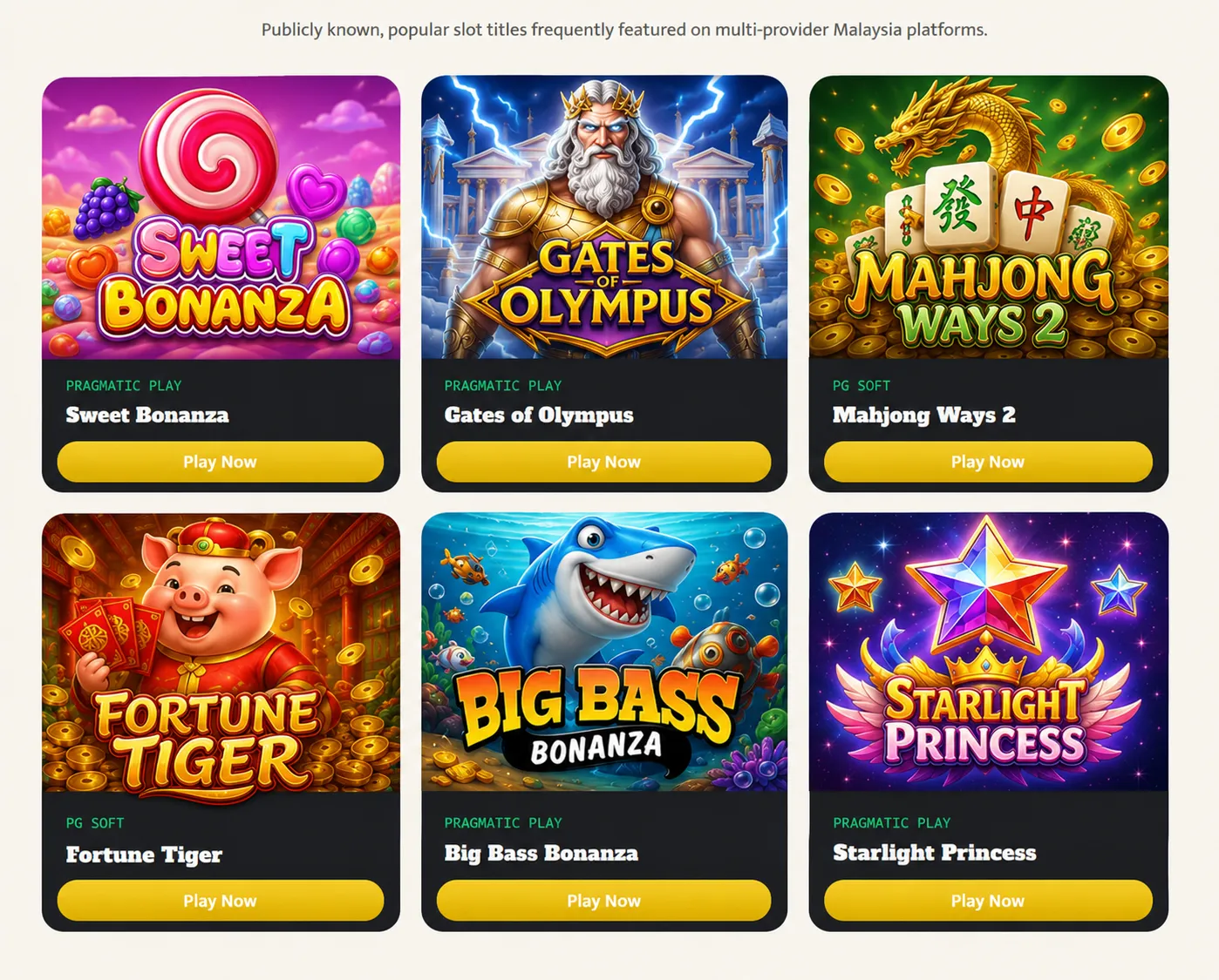 Popular slot games: Sweet Bonanza, Gates of Olympus, Mahjong Ways 2, Fortune Tiger, Big Bass Bonanza, Starlight Princess